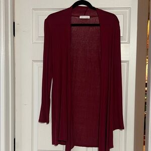 Chris & Carol Deep Maroon Open Front Cardigan